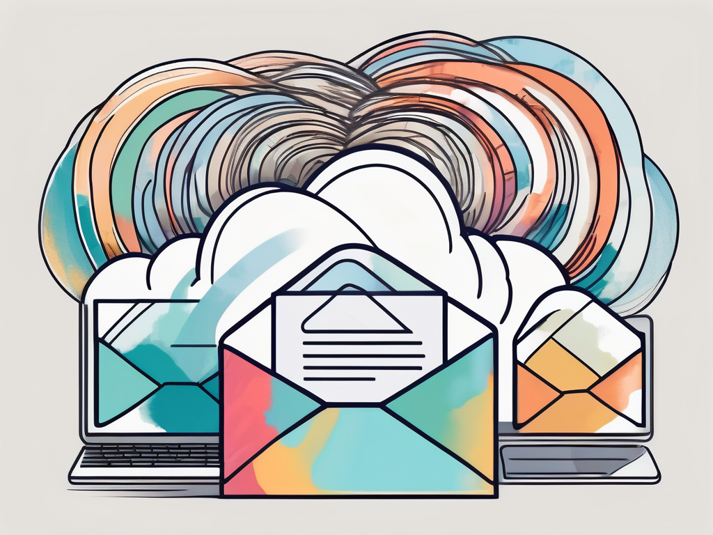 A computer sending out colorful digital envelopes
