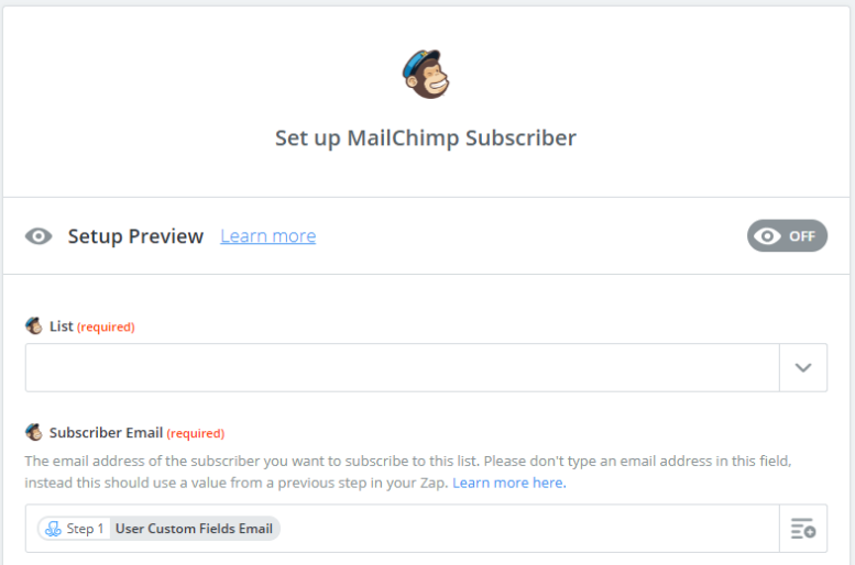 zapier mailchimp subscriber