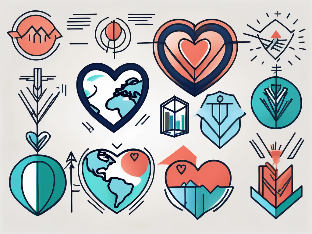 Various nonprofit symbols such as a heart