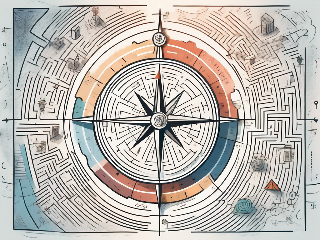 A metaphorical compass navigating through a maze made of gdpr documents