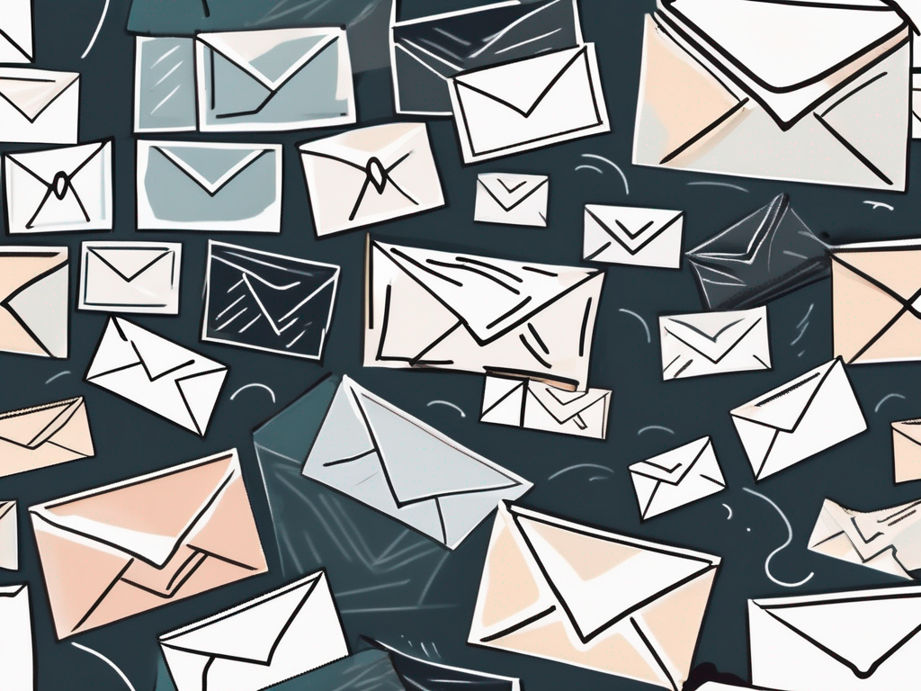 Various email envelopes separated into different categories or sections