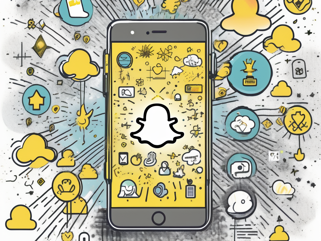 A smartphone displaying snapchat's interface with various charity icons and symbols