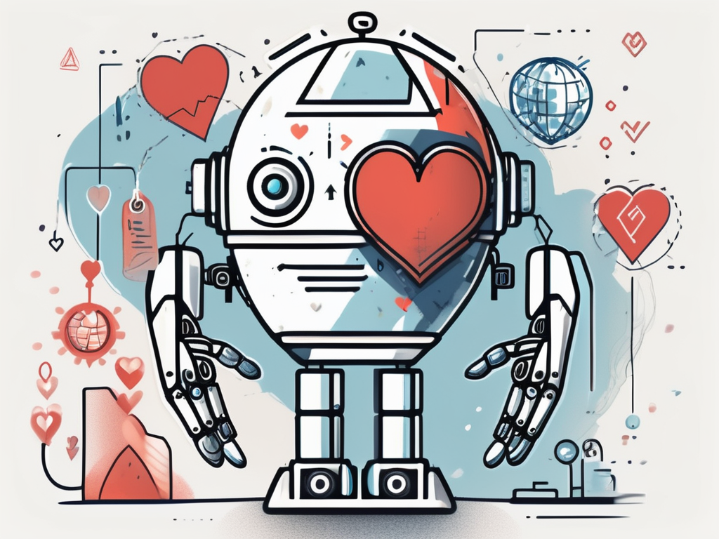 A symbolic ai robot with a price tag showing a reduced amount